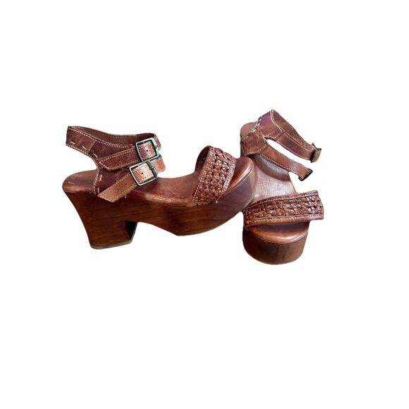 Bed Stu Sandals Women's 7 Brown Leather Kenya Chunky Platform Slingback‎ Heels - Picture 1 of 11